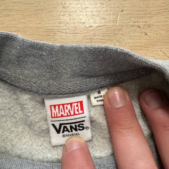 Grey Vans Marvel collab sweatshirt size small #CaptainAmerica #vans #marvel - Picture 3 of 6
